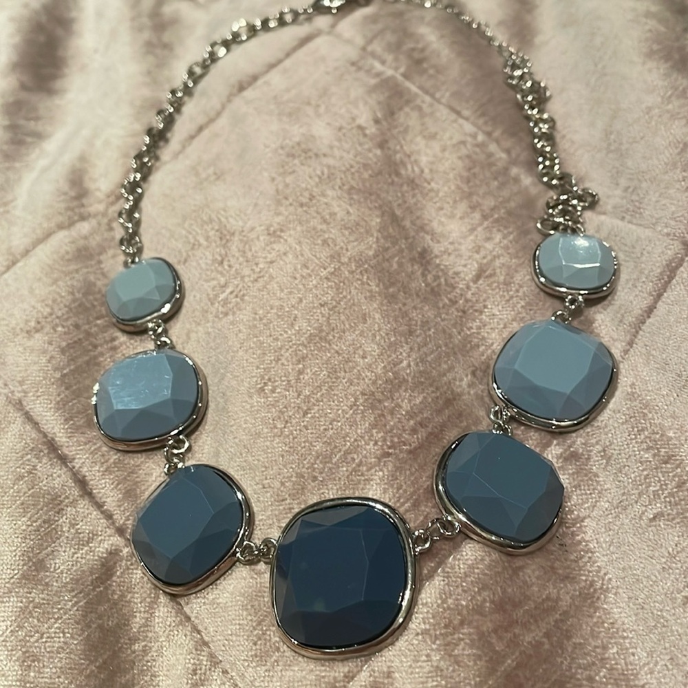 Ombr Gray Tones Statement Necklace Geometric Shap… - image 1